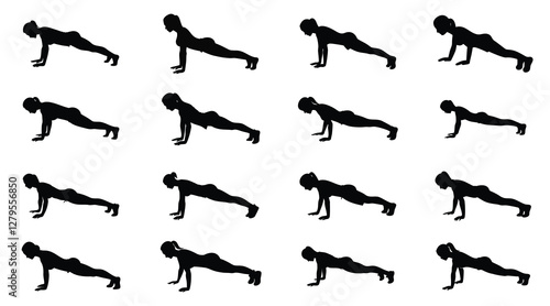 Woman push up vector silhouette collection