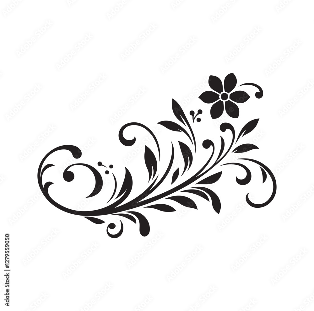 floral scroll design silhouette vector illustration floral scroll design silhouette vector illustration