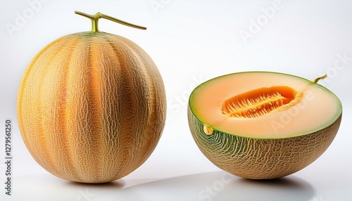 cantaloupe melon isolated on white