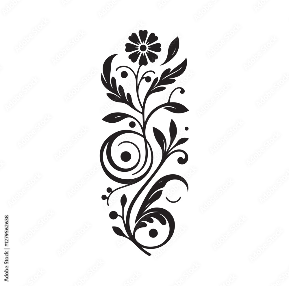 floral scroll design silhouette vector illustration floral scroll design silhouette vector illustration