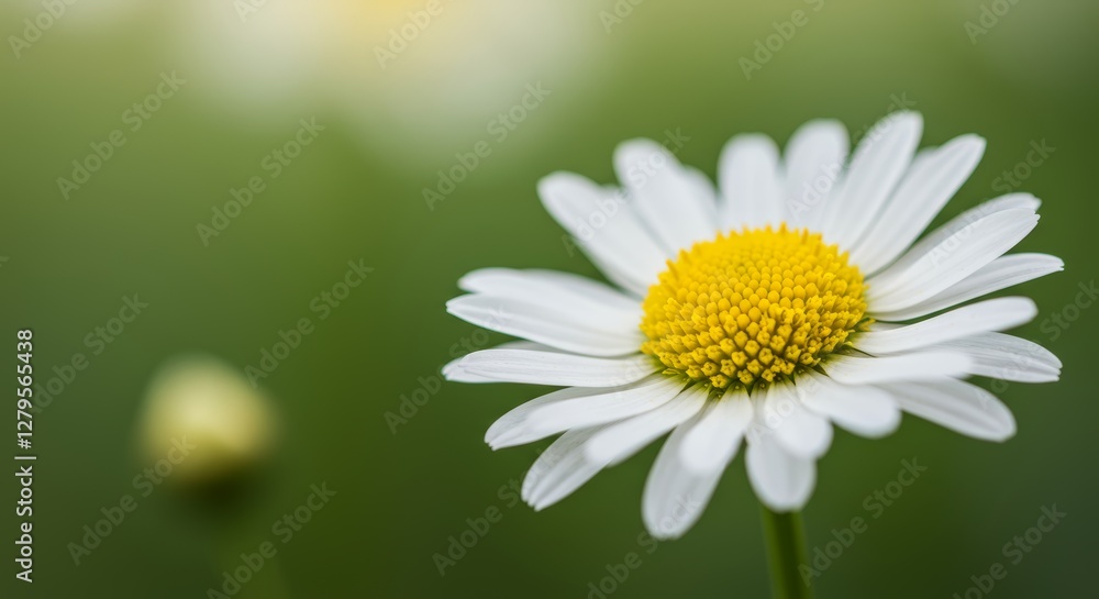Fototapeta premium Delicate Daisy Bloom: A Macro View of Nature's Floral Simplicity and Elegance