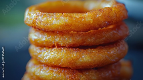 Crispy onion rings preparation kitchen food photography culinary environment close-up delicious snack recipe photo