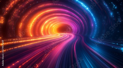 Abstract Light Tunnel with Fast-Moving Colors high resolution hd photo