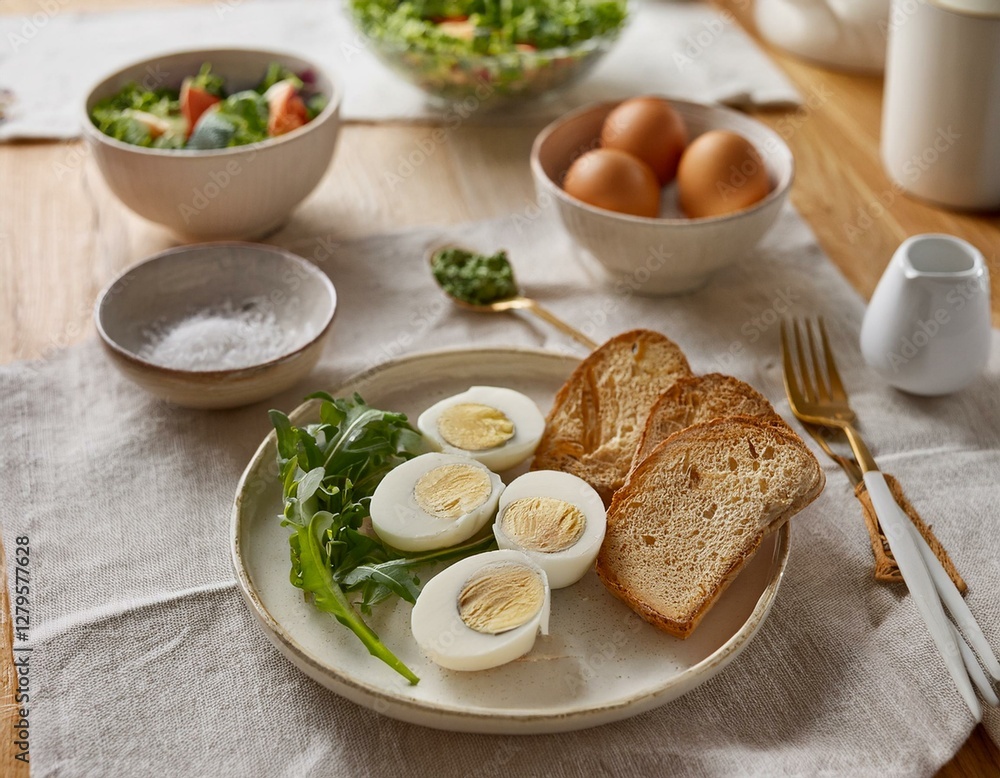 Healthy Meal with Boiled Eggs Healthy Meal with Boiled Eggs