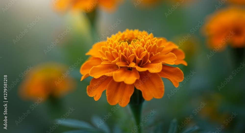Radiant Marigold Blossom: A Close-Up of Nature's Golden Ornament Radiant Marigold Blossom: A Close-Up of Nature's Golden Ornament