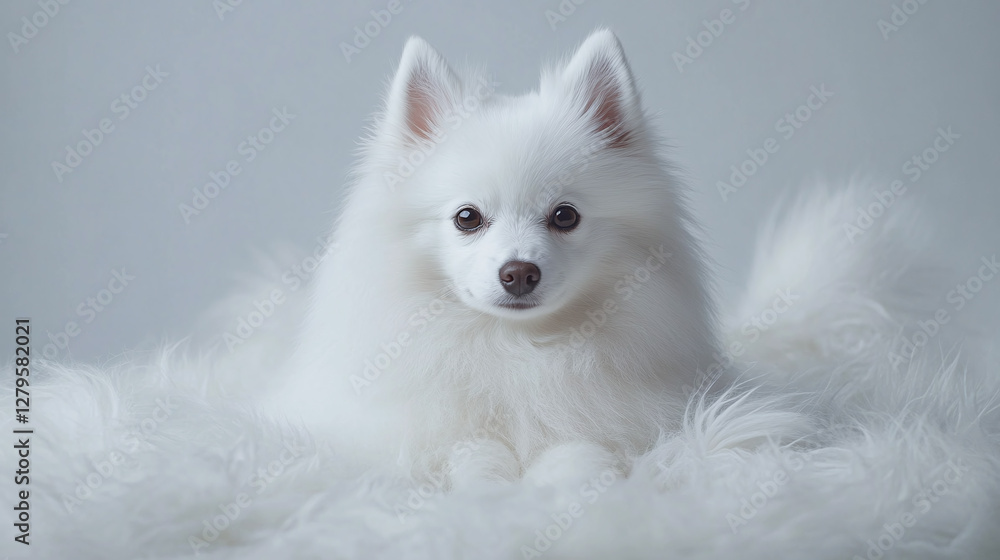 Cute dog with fluffy white fur Cute dog with fluffy white fur