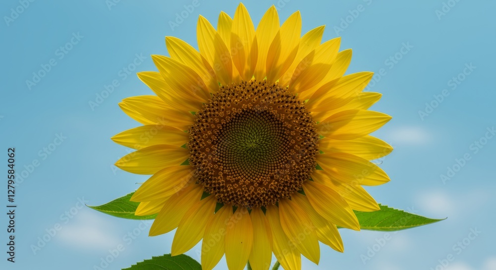 Radiant Sunflower Bloom Against a Serene Azure Sky Backdrop Radiant Sunflower Bloom Against a Serene Azure Sky Backdrop