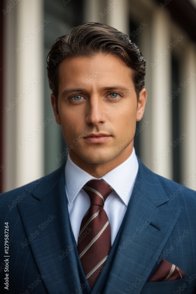 arafed man in a suit and tie standing outside of a building arafed man in a suit and tie standing outside of a building