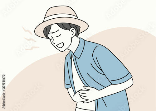 Individual Sweating and Wiping His Forehead While Standing in a Busy Airport