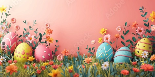 Wallpaper Mural Colorful Easter eggs nestled among vibrant flowers in a spring garden. Torontodigital.ca