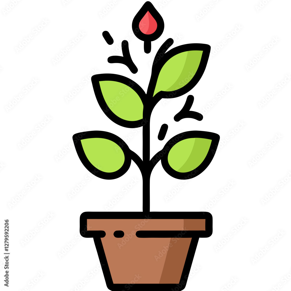 Fototapeta premium plant in pot isolated vector illustration