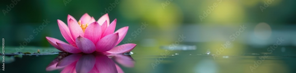 Serene pink lotus blossom floats on calm water surface, tranquility, floating Serene pink lotus blossom floats on calm water surface, tranquility, floating