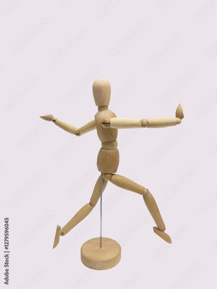 Wooden Figure Jumping Having Fun Wooden Figure Jumping Having Fun