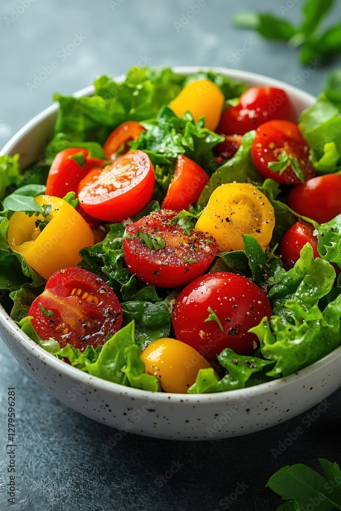 Vibrant salad bowl with greens and colorful veggies on a white background Vibrant salad bowl with greens and colorful veggies on a white background