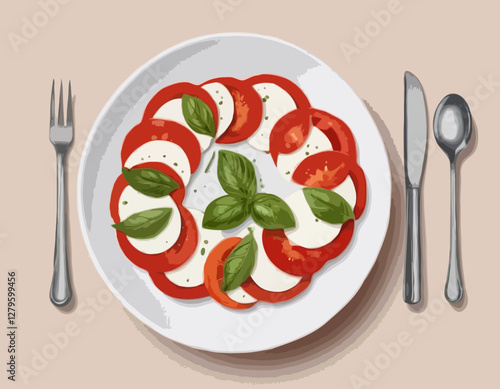 Vue traditionnelle de tête de salade de Caprese 