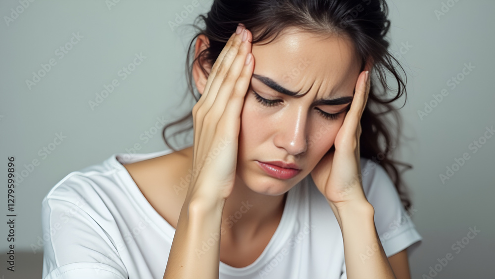 young woman with headache. young woman with headache.