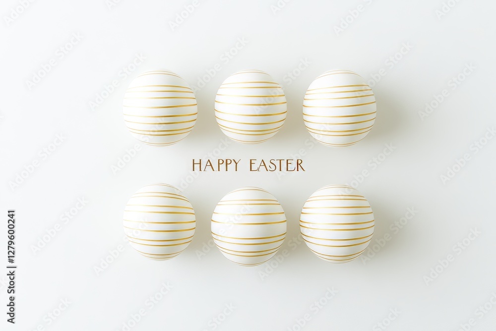 A banner for a happy Easter postcard, featuring golden Easter eggs placed against a wooden white vintage backdrop A banner for a happy Easter postcard, featuring golden Easter eggs placed against a wooden white vintage backdrop