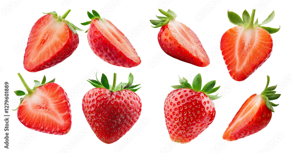 Fresh and Juicy Strawberries Collection on Transparent Background, isolated on transparent background Fresh and Juicy Strawberries Collection on Transparent Background, isolated on transparent background
