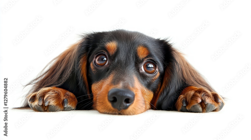 Sad Eyes of a Dachshund: An adorable dachshund with soulful eyes gazes at the viewer, exuding a sense of longing or perhaps a touch of sadness, making it a heartwarming subject. Sad Eyes of a Dachshund: An adorable dachshund with soulful eyes gazes at the viewer, exuding a sense of longing or perhaps a touch of sadness, making it a heartwarming subject.