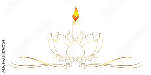 Vesak Day line art style illustration vector 2