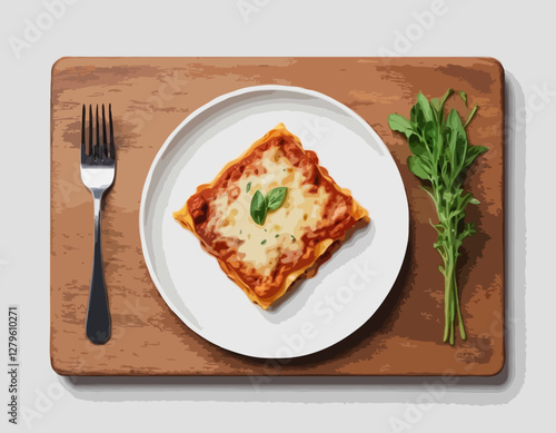 Portion de lasagne sur plaque blanche