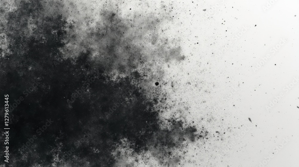 Close-up black and white distressed texture with splatters and eroded edges Close-up black and white distressed texture with splatters and eroded edges