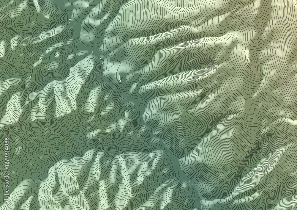 Curvas de nivel, mapa topográfico. Terreno topográfico
