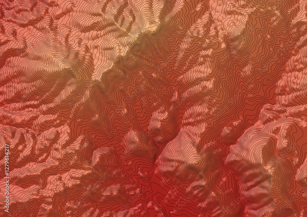 Curvas de nivel, mapa topográfico. Terreno topográfico