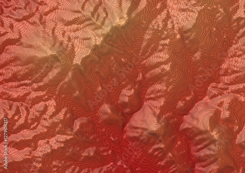 Obraz na płótnie Curvas de nivel, mapa topográfico. Terreno topográfico w salonie