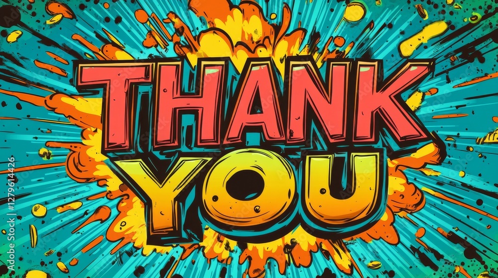 Fototapeta premium Grateful - Presented as a comic book pop art image