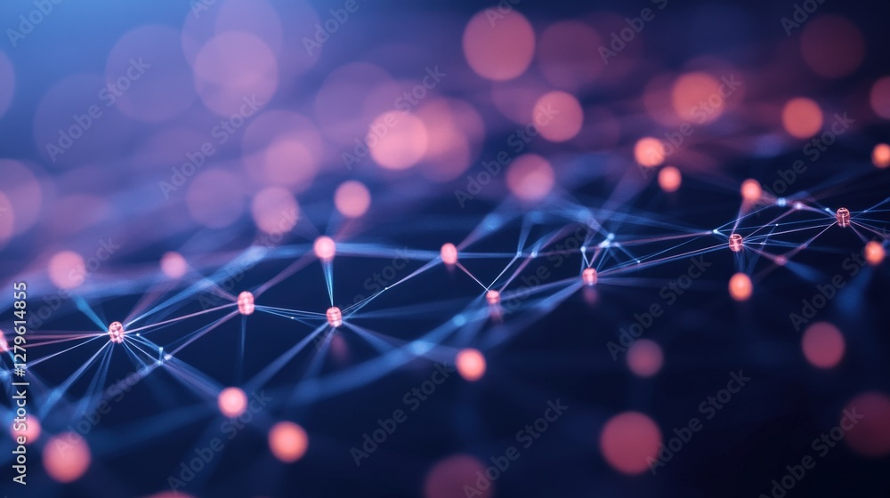 Abstract representation of interconnected nodes and lines with a vibrant color gradient background Abstract representation of interconnected nodes and lines with a vibrant color gradient background