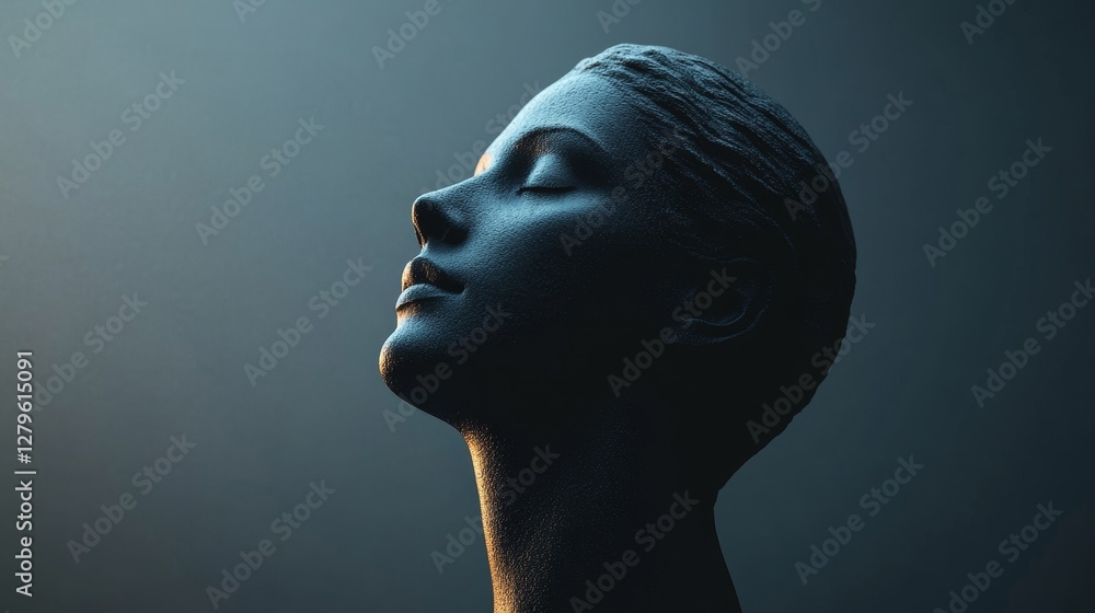A woman's face is shown in a black and white photo A woman's face is shown in a black and white photo