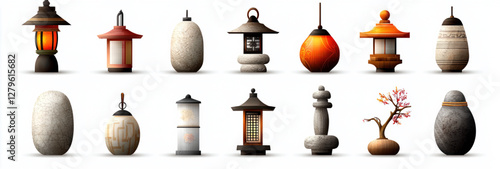 Ornamental Lanterns Collection: A charming array of beautifully crafted, decorative lanterns in diverse shapes and colors.