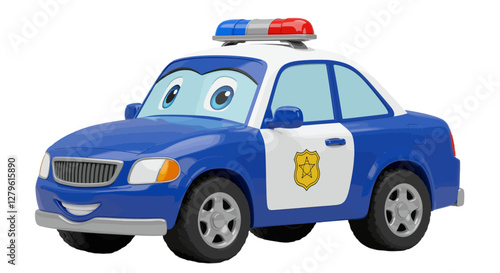 Police Car Cartoon Toy No Background Vector 