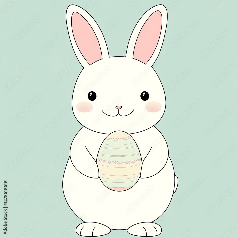 Obraz premium Happy Easter bunny with Easter eggs, Adorable and modern illustrated design