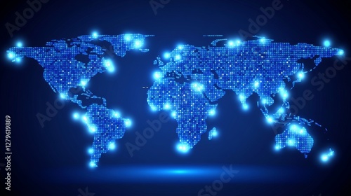 A stylized news idea featuring blue lines that connect various data elements