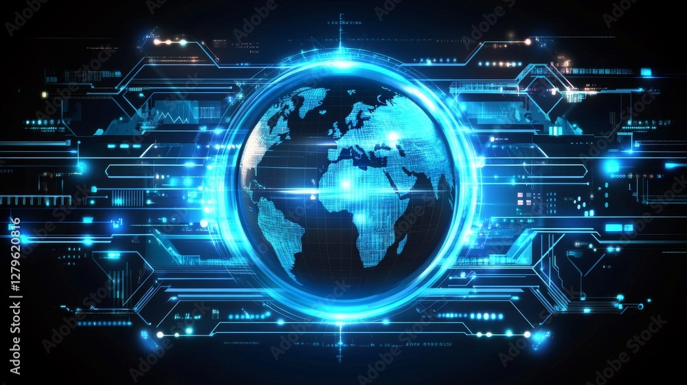 Fototapeta premium A conceptual digital globe representing worldwide networking and connectivity