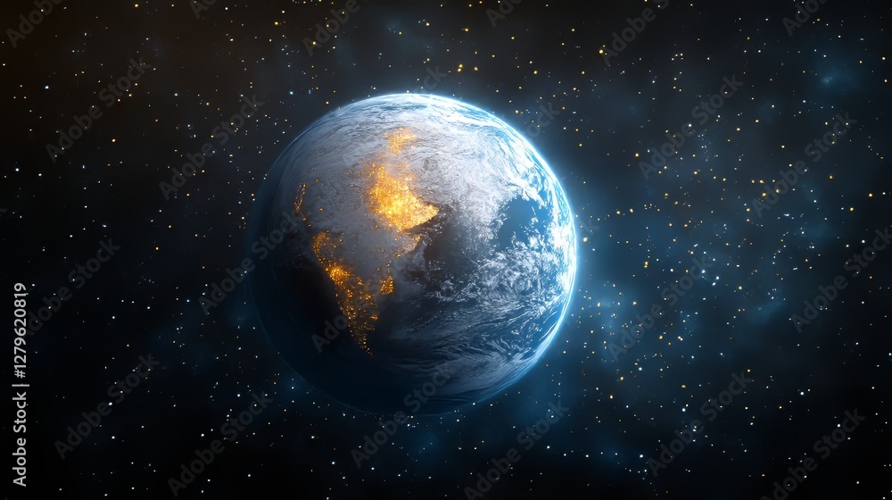 Fototapeta premium A digital representation of a world globe, illustrating the idea of a global network and connectivity