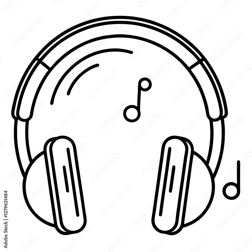 Obraz premium Wireless headphones with music notes