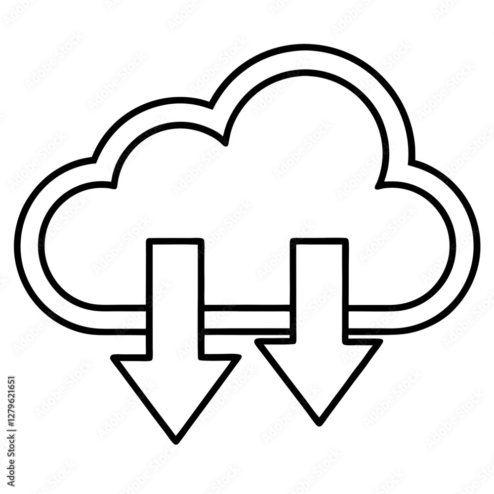 Cloud upload and download icons Cloud upload and download icons