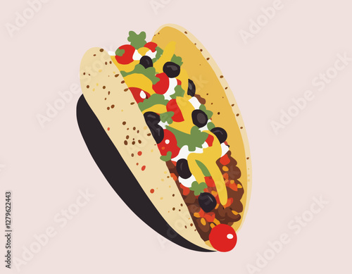 Taco With Refried Beans stock photo