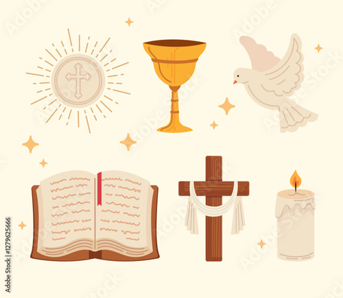 Set Elelement Holy Week, Religions Flat Style