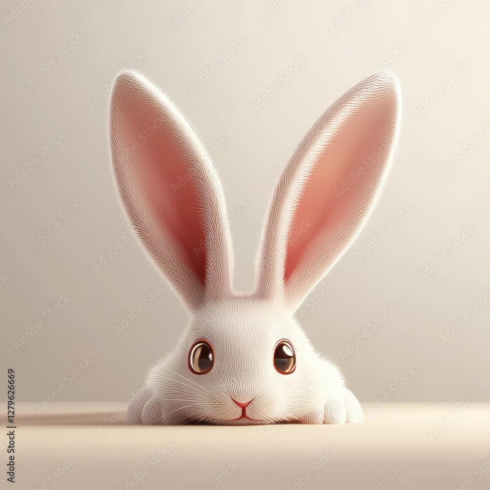 Obraz premium A transparent cut-out background with 3D rendered white rabbit ears for Easter day