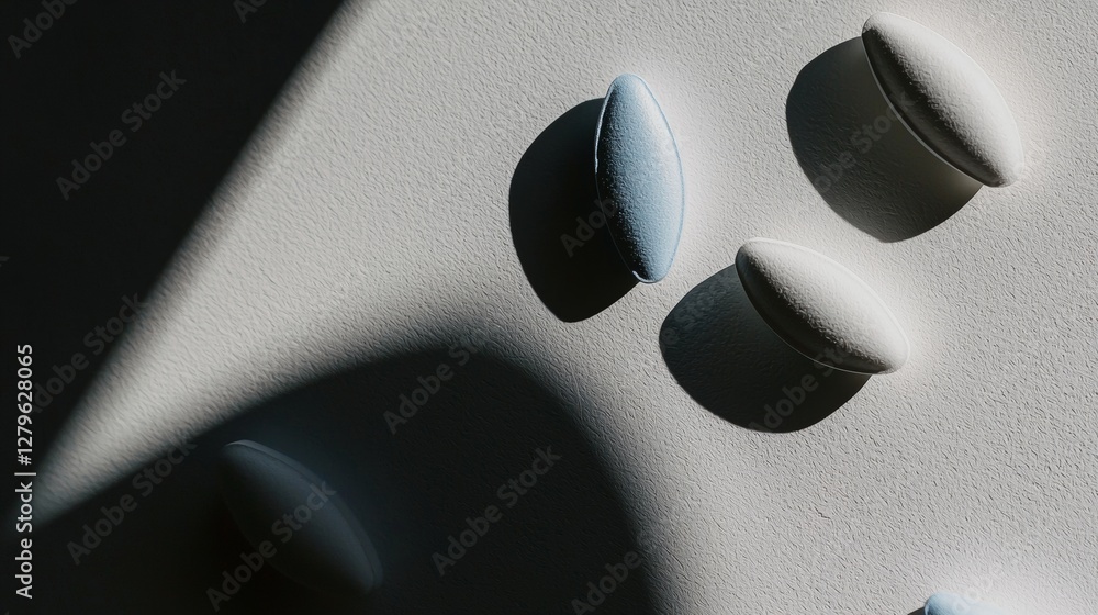 Minimalist Composition of Pills in Light and Shadow Minimalist Composition of Pills in Light and Shadow