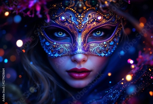 Wallpaper Mural Beautiful young woman in a carnival mask. Beauty, fashion. Torontodigital.ca