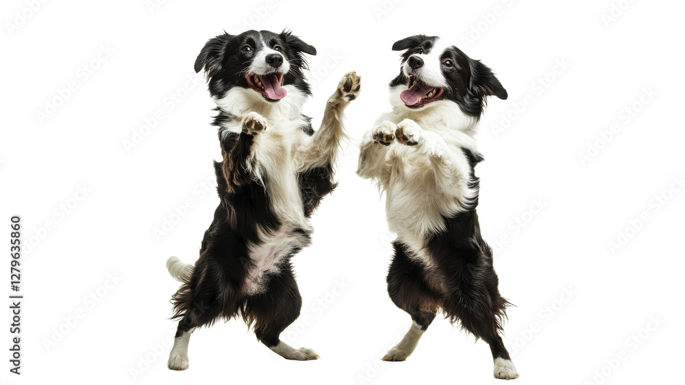Two playful dogs dancing in joyful celebration Two playful dogs dancing in joyful celebration