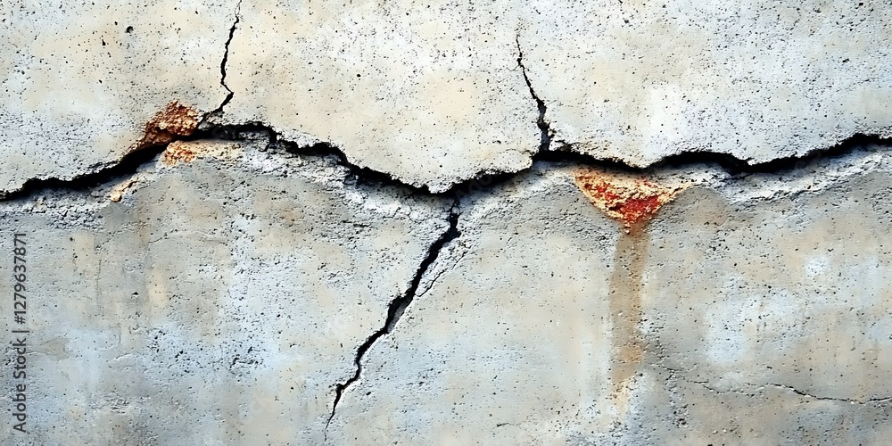 Obraz premium Concrete Wall with Deep Cracks