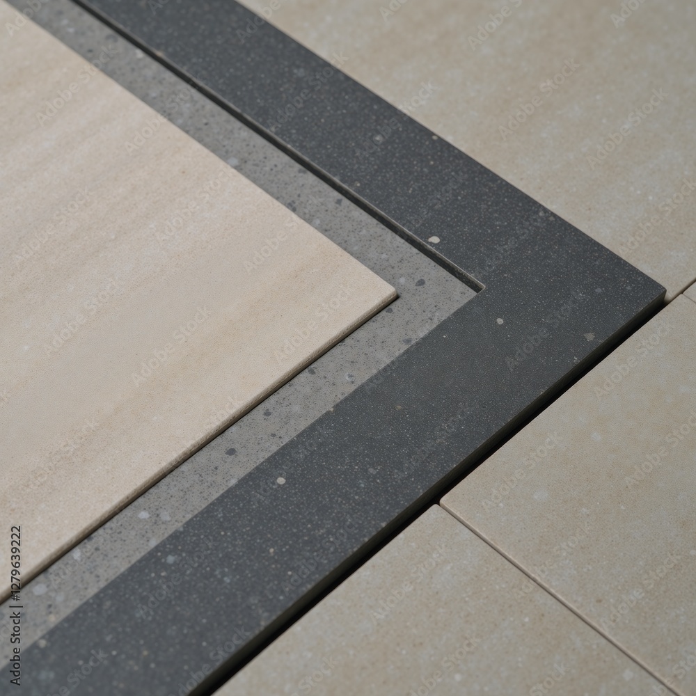 Fototapeta premium Gray-toned natural marble slab tile backdrop featuring concrete textures on both stone and cement surfaces