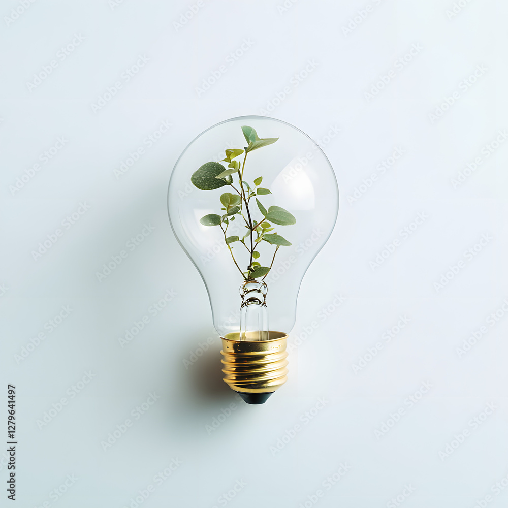 Light bulb with a sprout inside, isolated on a white background.
Light bulb with a sprout inside, isolated on a white background.