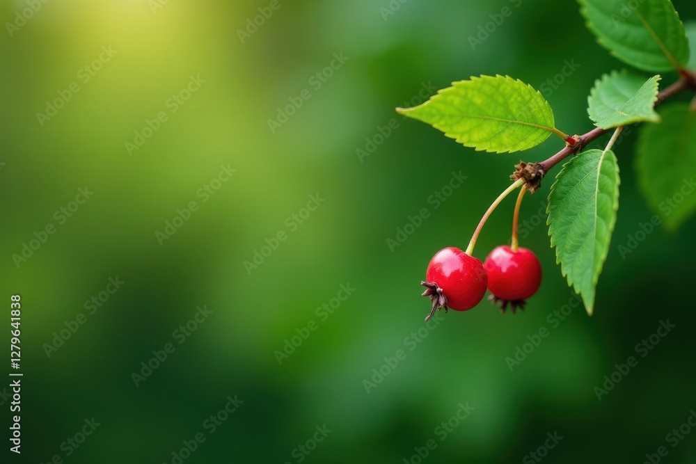 Single red ashberry branch with focus on the berries and leaves, foliage, botanical, green Single red ashberry branch with focus on the berries and leaves, foliage, botanical, green